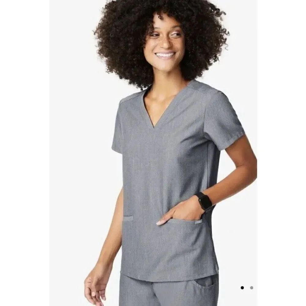 FIGS Casma Three-Pocket Scrub Top in Graphite Women's Size Large